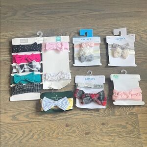 New Lot Of 16 Baby Girl Headbands Multicolored & Patterns Hudson Baby Carter’s